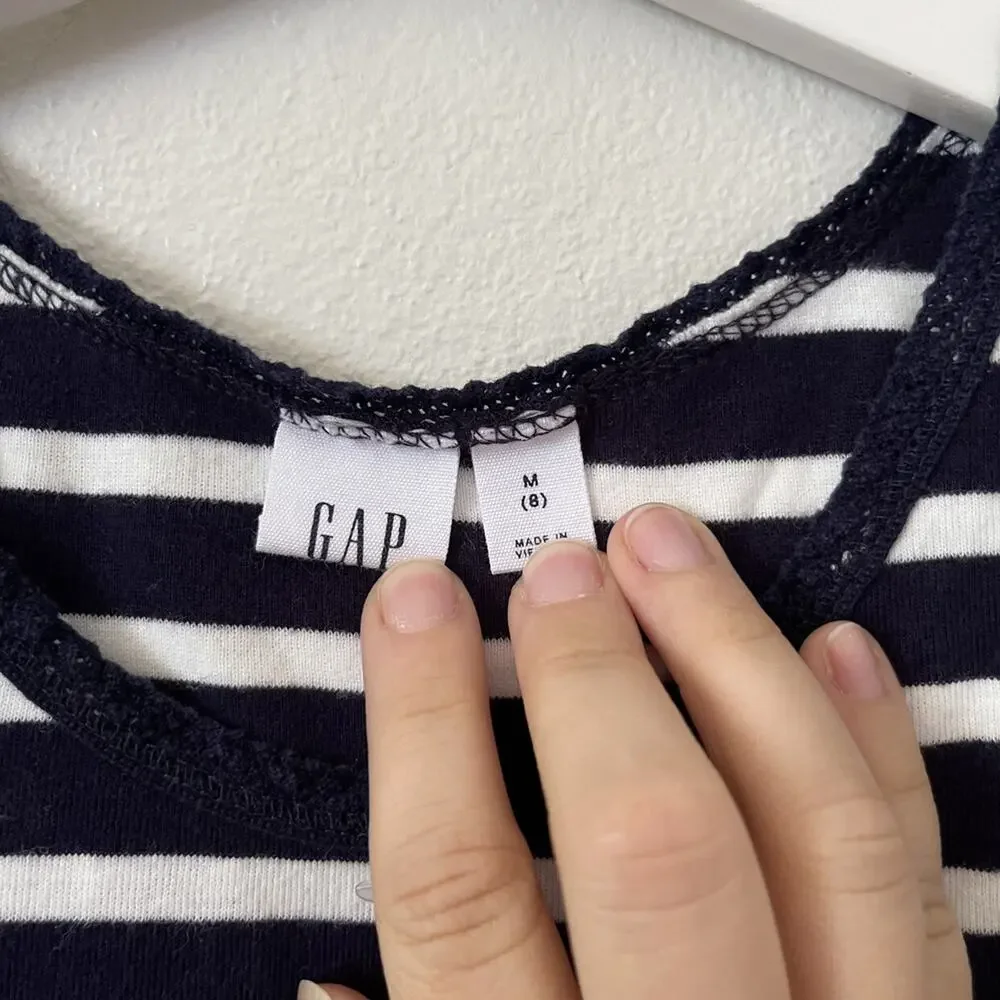 Gap Stripe Lace Edge Tank - Navy Blue White - 8 Medium